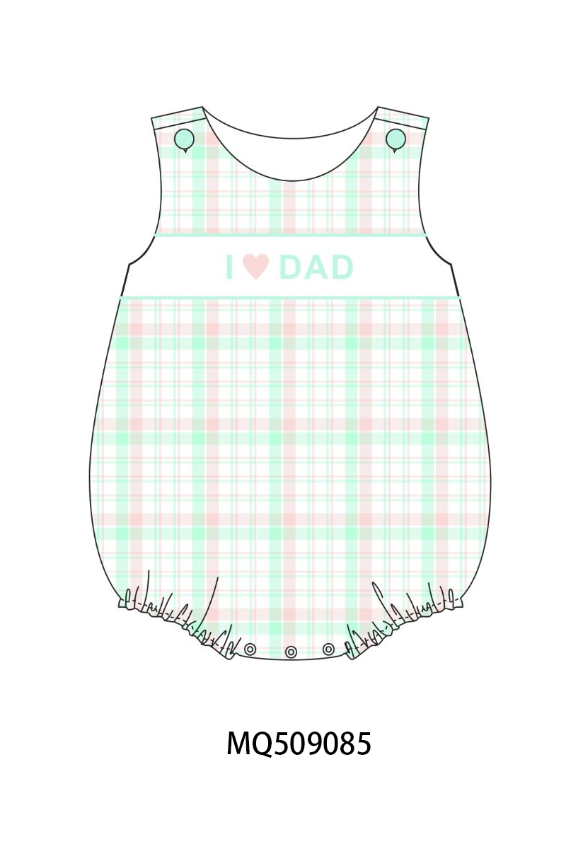 I love dad embroidery plaid bubble
