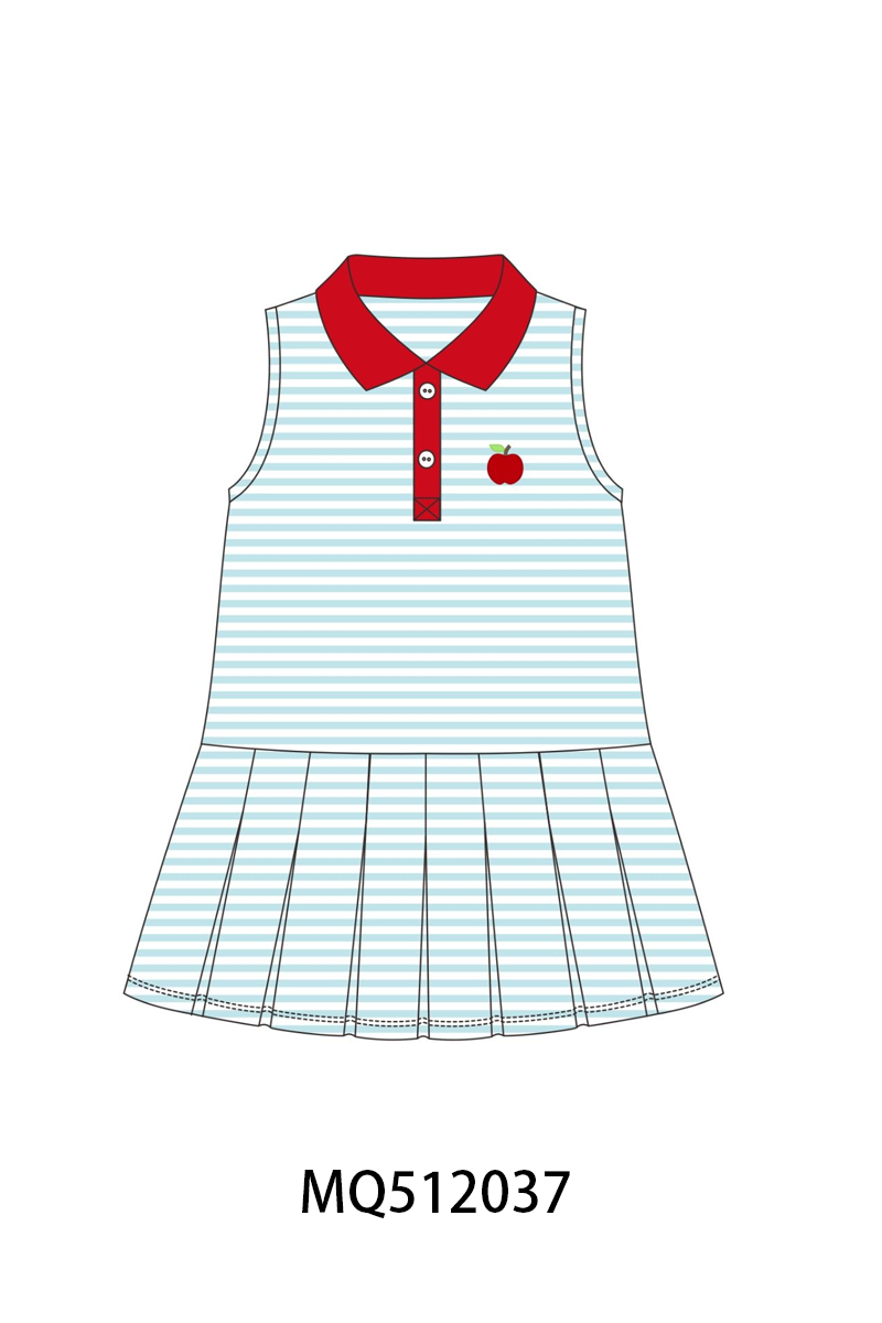 Bow Collar Apple Embroidery Dress