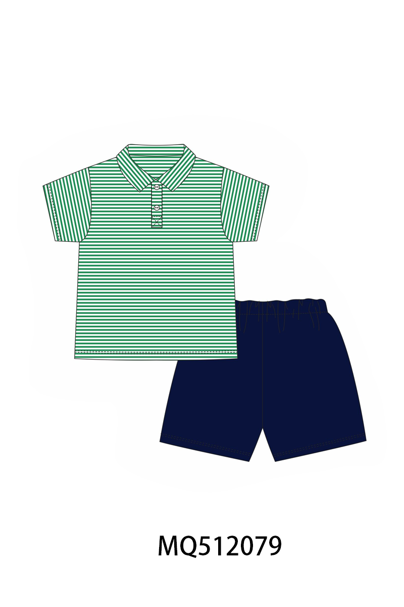 Green Stripe Polo Set