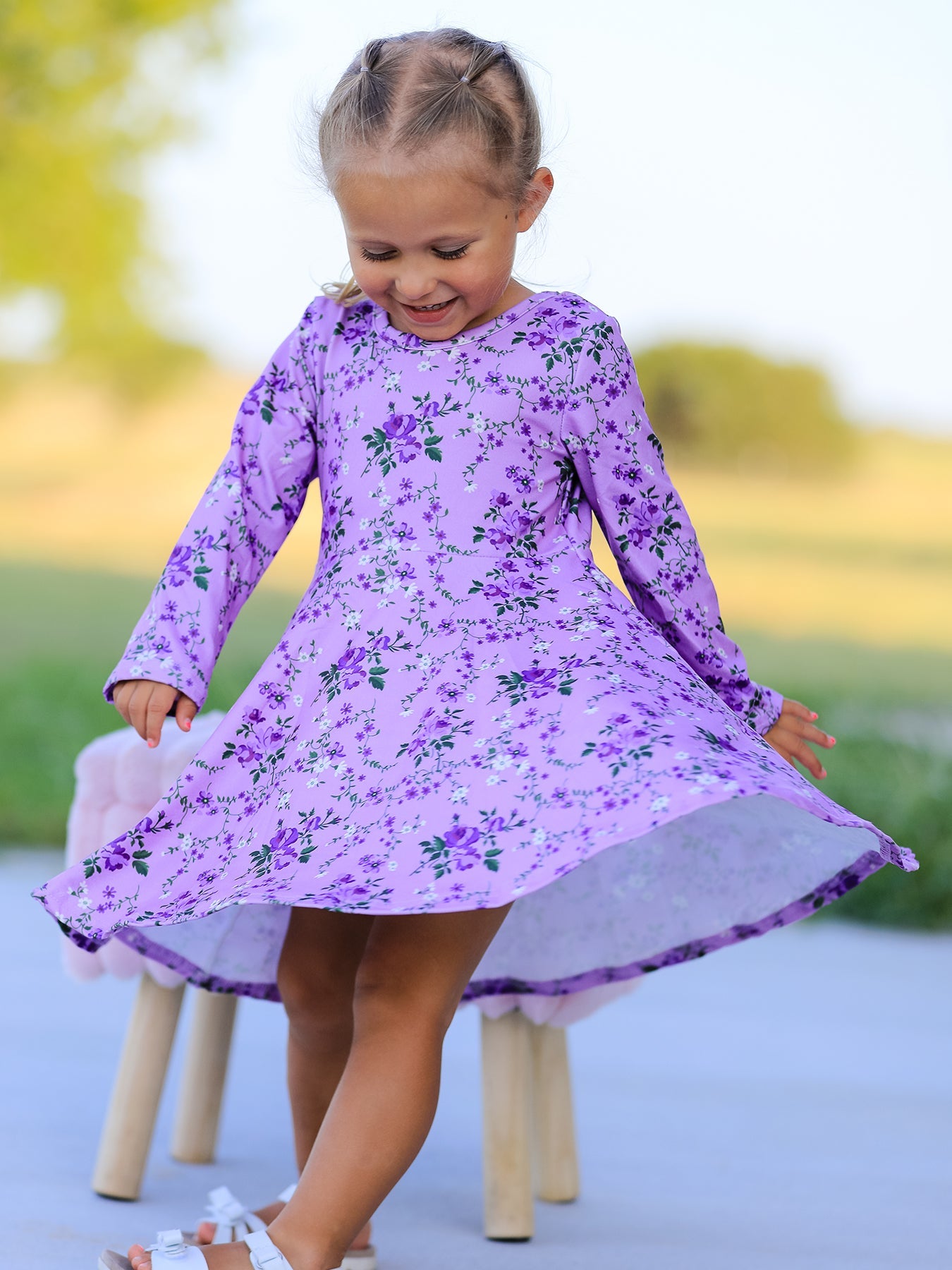 long sleeve twirl dress Fall Lavender Floral Print Girls 7 Size:6 (38) Disney Frozen Elsa Large and sweet harvest skies—this maddie51625