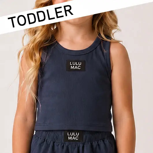 Lulu Mac Toddler Navy Ribbed Tank Top | Girls Boutique Basic Tank