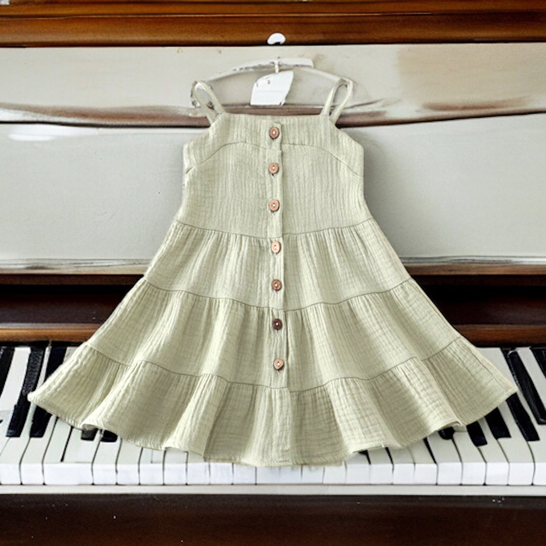 Sage Linen Tiered Button down Dress - Cajun Cuties & Co