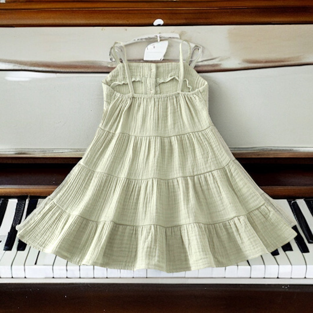 Sage Linen Tiered Button down Dress - Cajun Cuties & Co