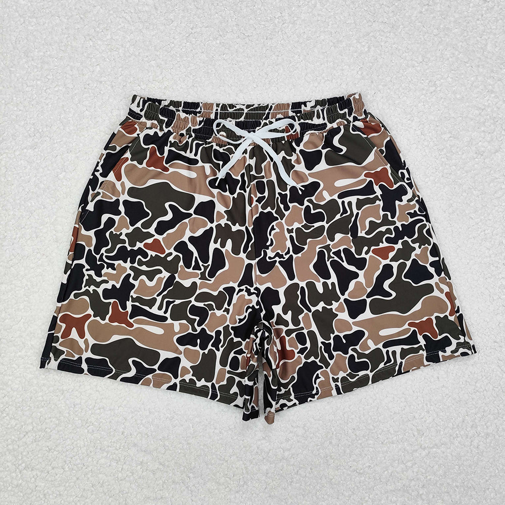 Adult Men dark brown camouflage Trunks Swimsuits S0478