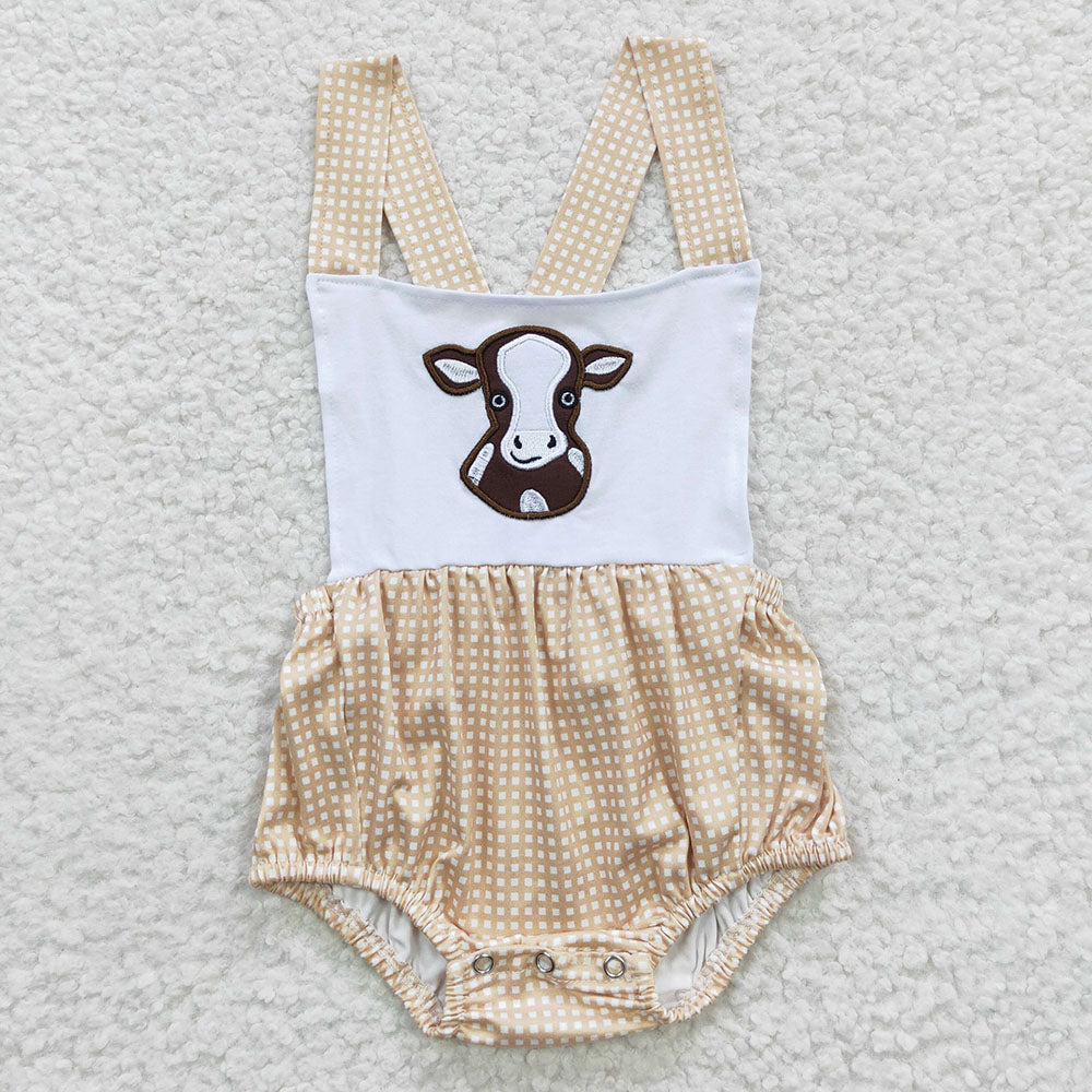 Sibling Boys Baby Girls Western Sunflower Cow Outfits Suits