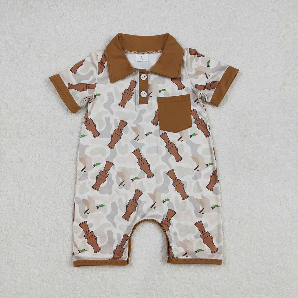 baby boys duck call hunting pocket romper SR2464