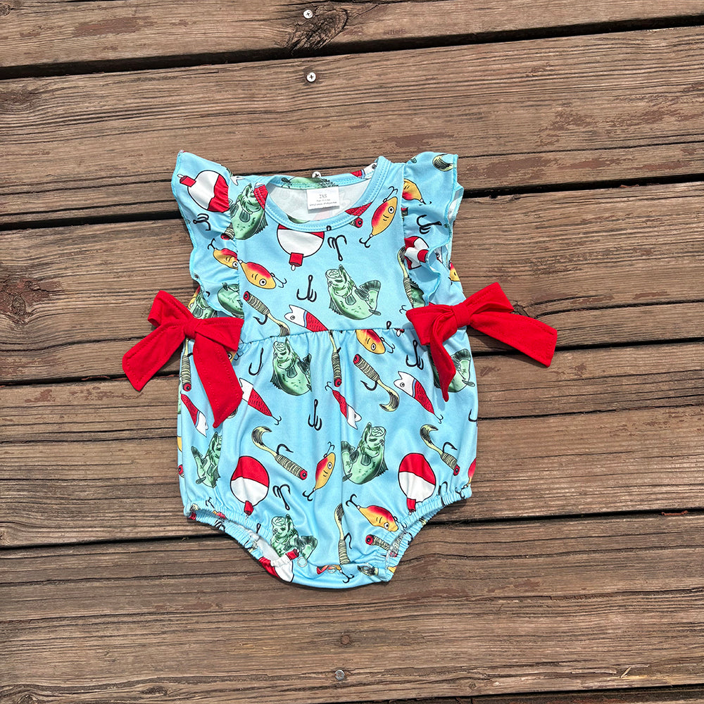 baby Girls fishing hunting bows romper SR2708