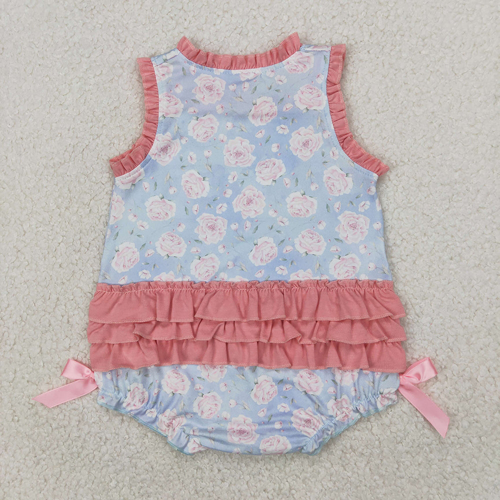 Sibling Baby Girls Floral Big Little Sister Rompers Outfits Sets
