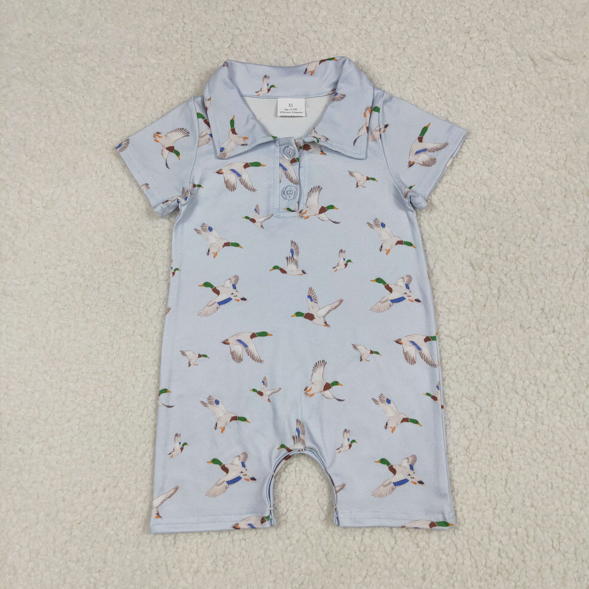 Sibling Baby Boys Short Sleeve Ducks Hunting Button Polo Shirt Top Short Rompers