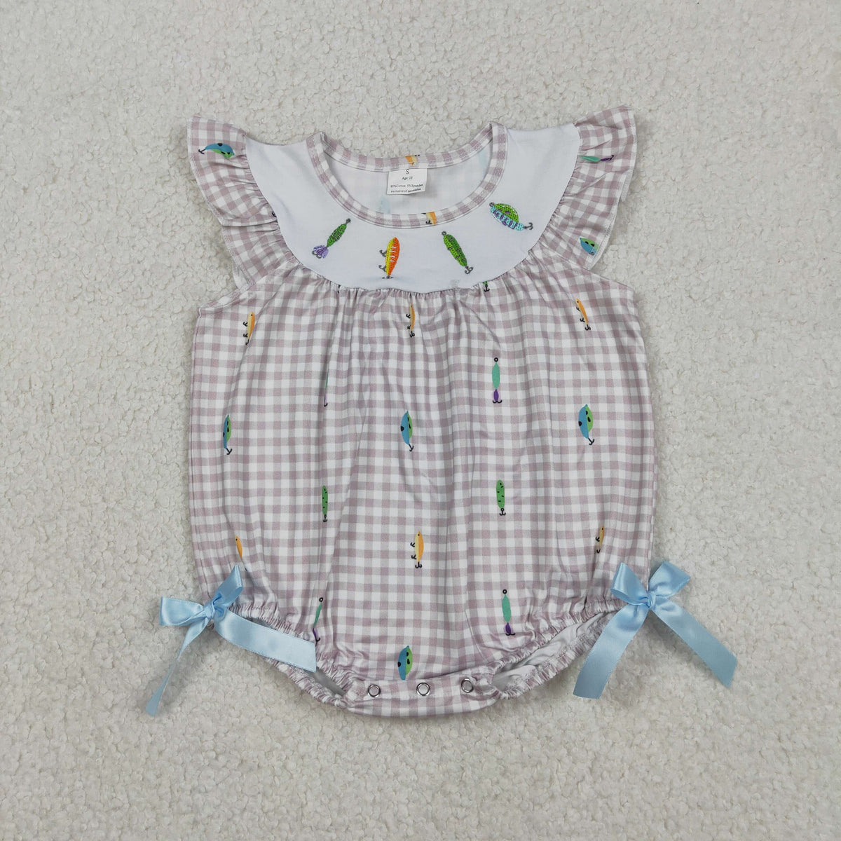 Sibling Baby Kids Embroidery Fishing Pockets Shorts Hunting Clothes Set Ruffle Rompers