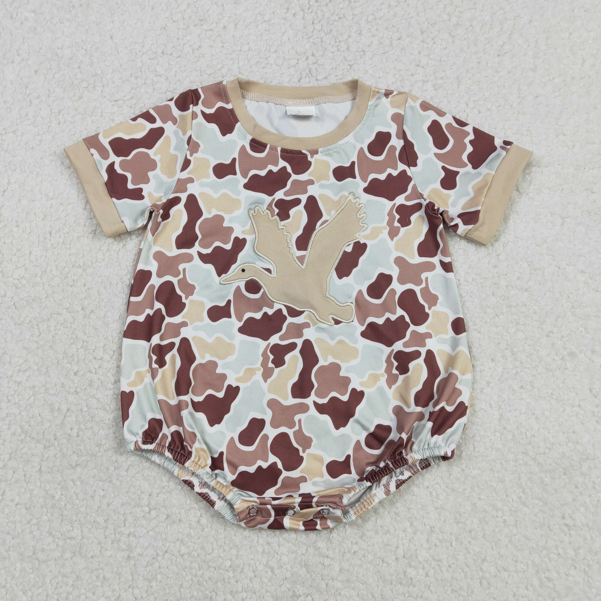Sibling Baby Boys Short Sleeve Embroidery Southern Camo Ducks Hunting Rompers