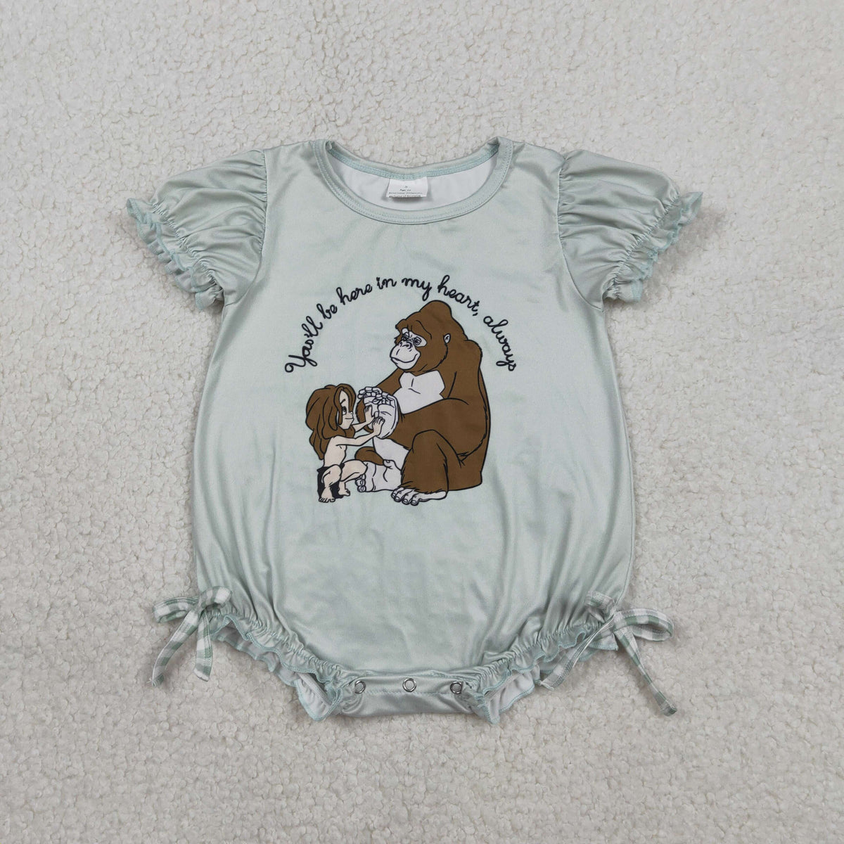 Sibling Baby Boys Girls Cartoon Monkey Top Checked Pockets Short Clothes Set Rompers