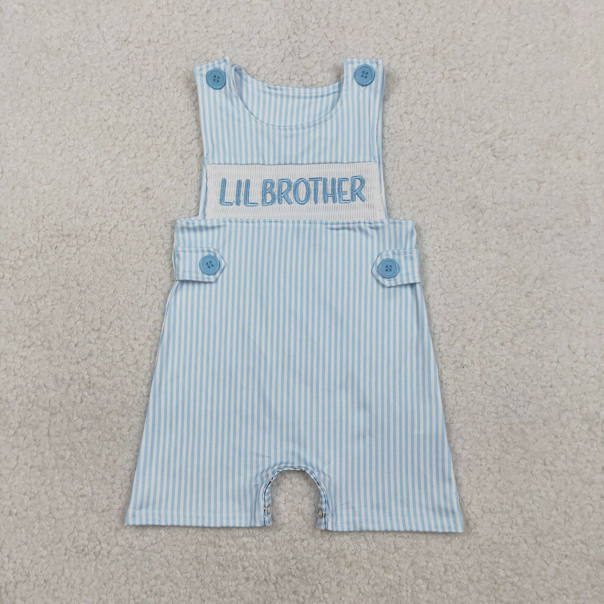 Sibling Smocked Lil Sister Brother Baby Kids Romper Tunic Bummies Knee Length Dress