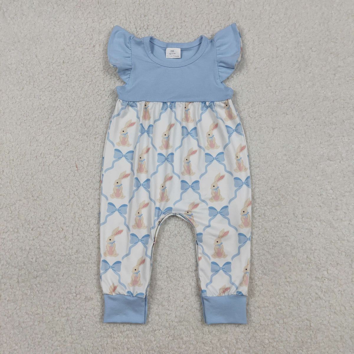 Sibling Baby Girls Bows Rabbits Checked Easter Ruffle Knee Length Dress Rompers