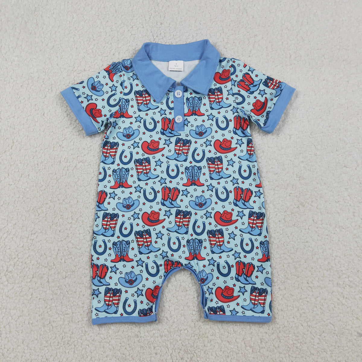 Sibling Baby Boys Flags Boots Pocket Top Short Western 4th of July Clothes Set Rompers