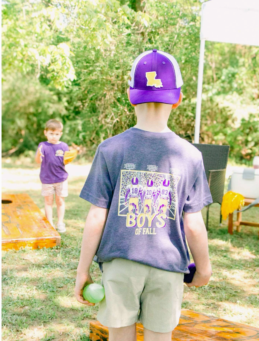 Boys of Fall Purple + Gold Football Kid’S Tee