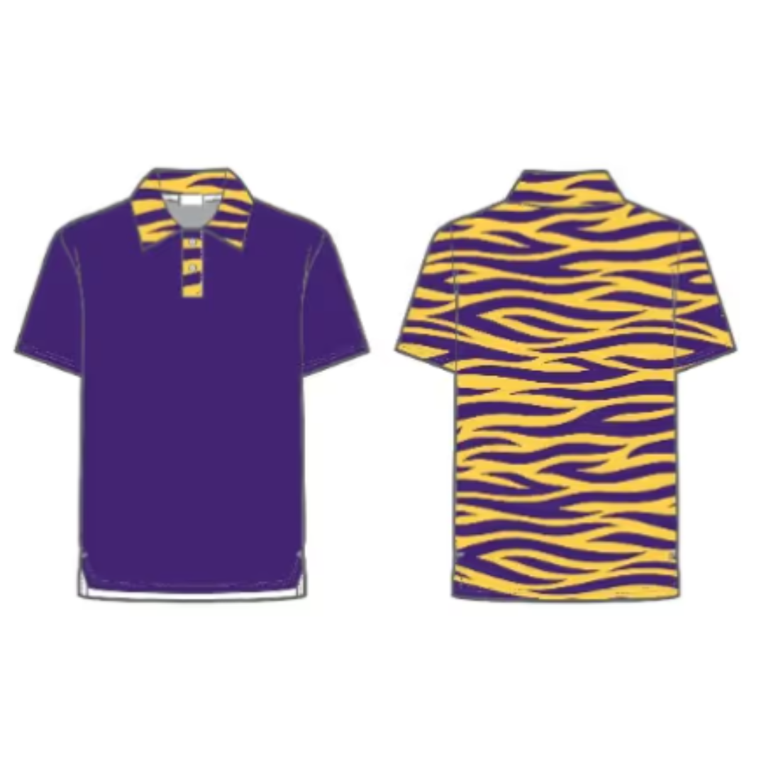 Kids' Polo - Purple and Tiger Stripe