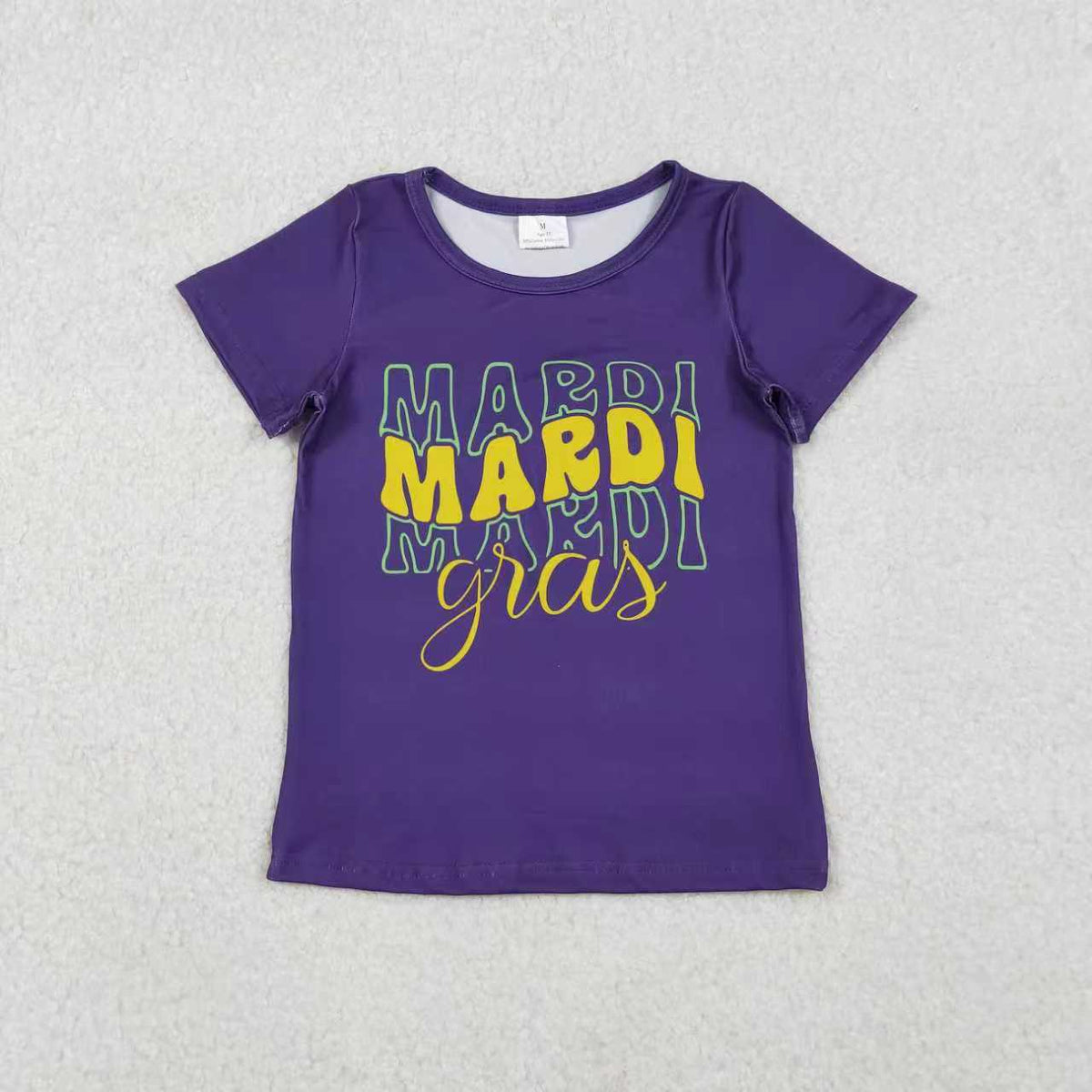 Sibling Baby Girls Purple Short Sleeve Bow Donuts Boots Tassel Mardigras T-shirts Tops