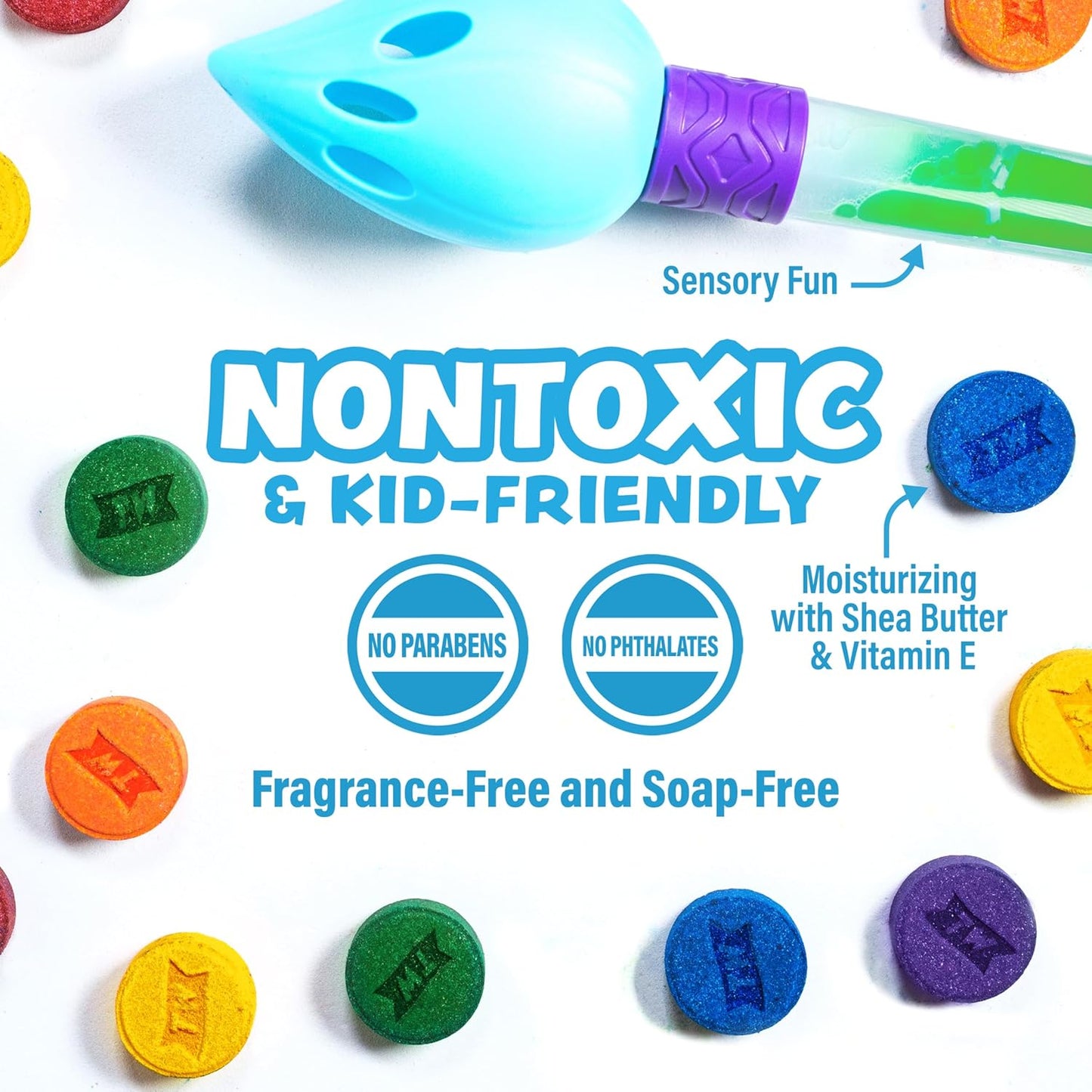 Bath Color Brush™ Kids Bath Bomb Wand | Mess-Free Sensory Bath Toy | Toddler Gift Idea