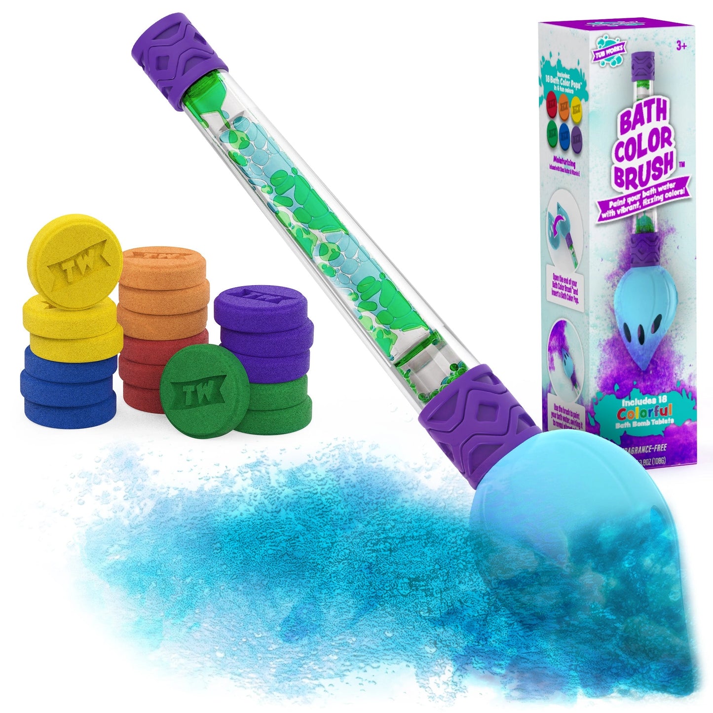 Bath Color Brush™ Kids Bath Bomb Wand | Mess-Free Sensory Bath Toy | Toddler Gift Idea