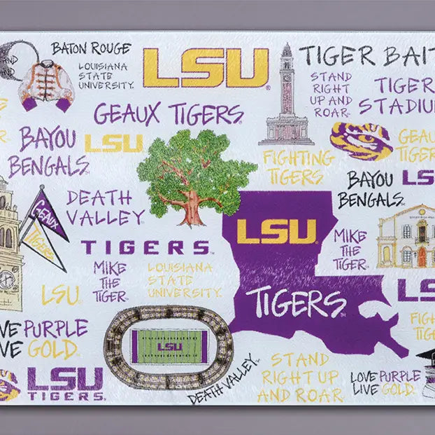 LSU Bayou Icons Cutting Board | Louisiana-Inspired Kitchen Decor