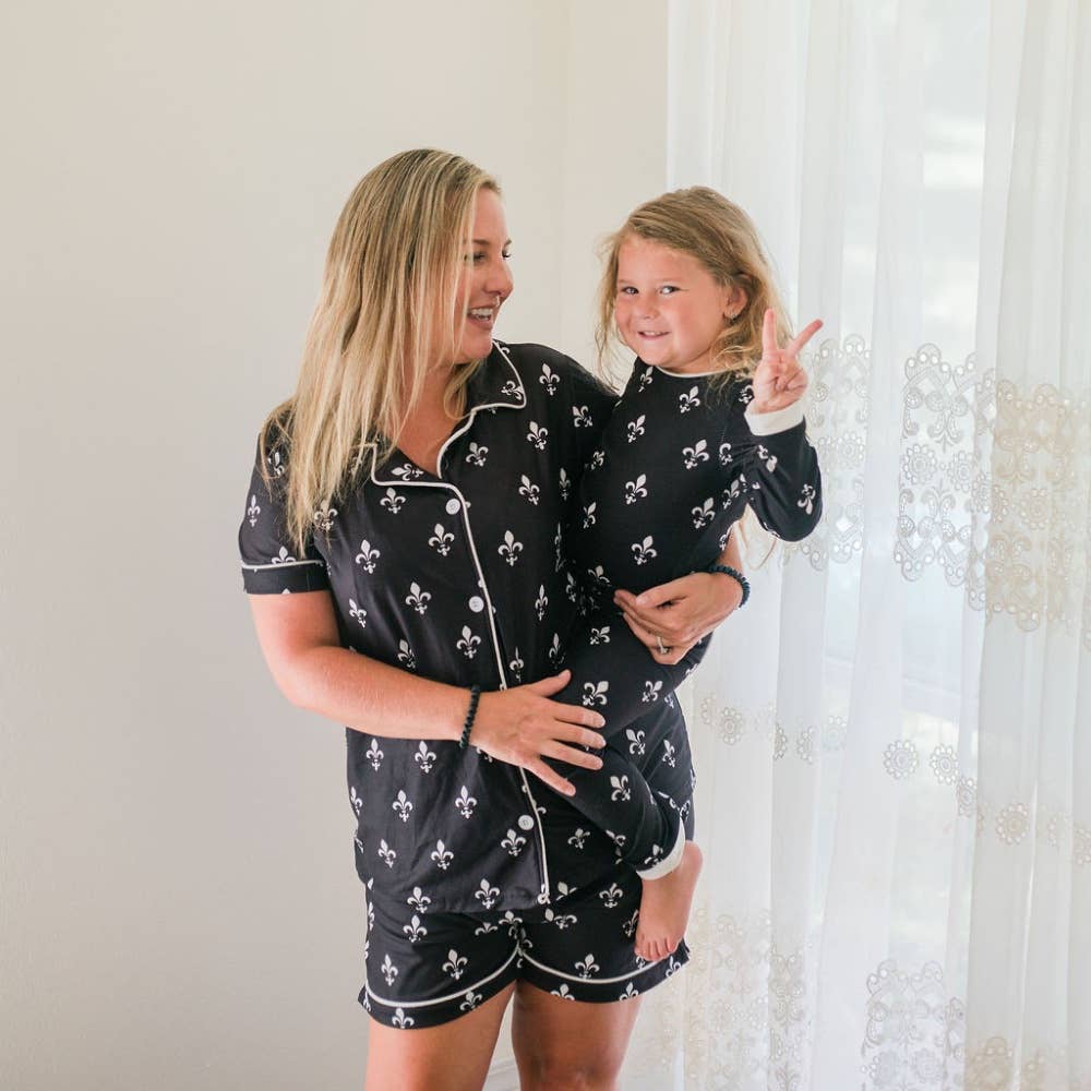 Fleur de Lis Button Down Pajamas - Cajun Cuties & Co