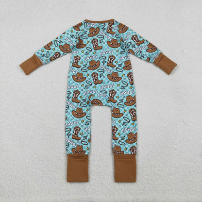 Sibling Baby Boys Girls Hats Bows Western Pants Pajamas Sets Zipper Rompers
