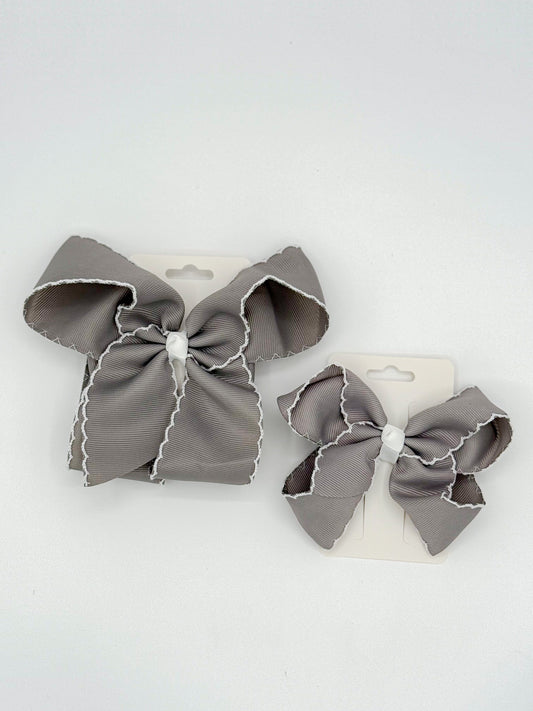 White Lace Trim Hair Bows