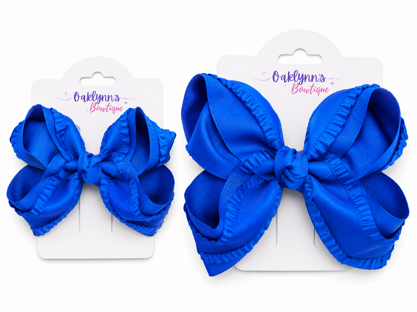 Royal Blue Boutique Hair Bow Ruffle