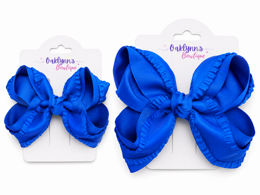 Royal Blue Boutique Hair Bow Ruffle