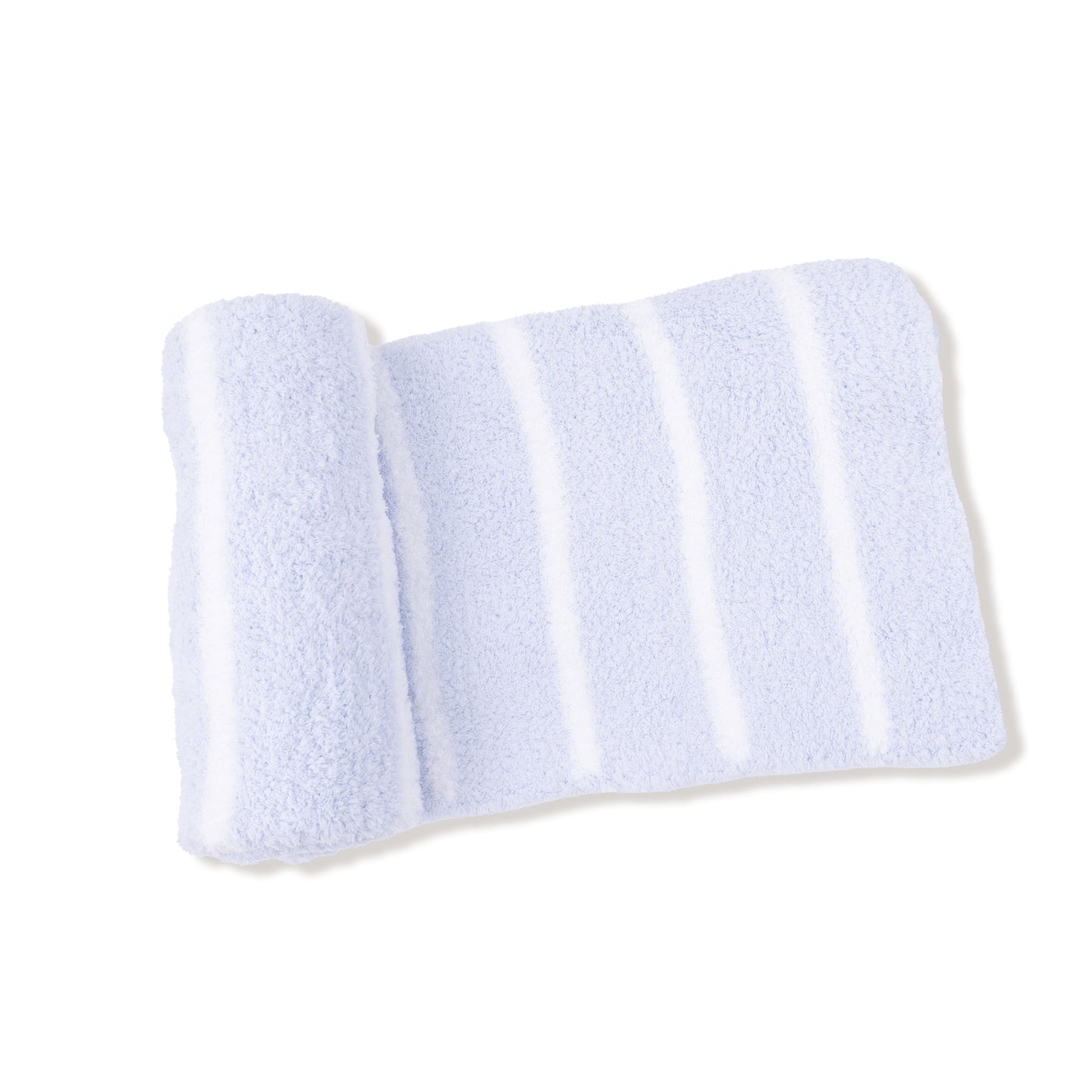 Chenille - Light Blue & Ivory Stripe Receiving Blanket