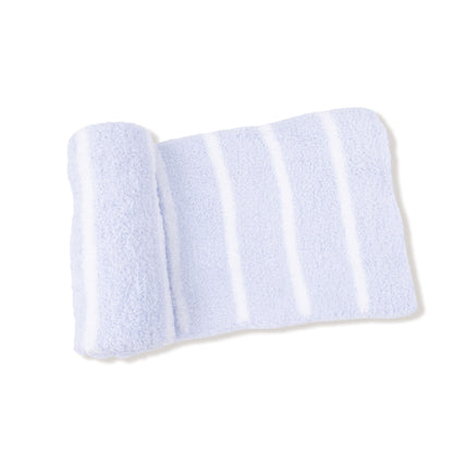 Chenille - Light Blue & Ivory Stripe Receiving Blanket