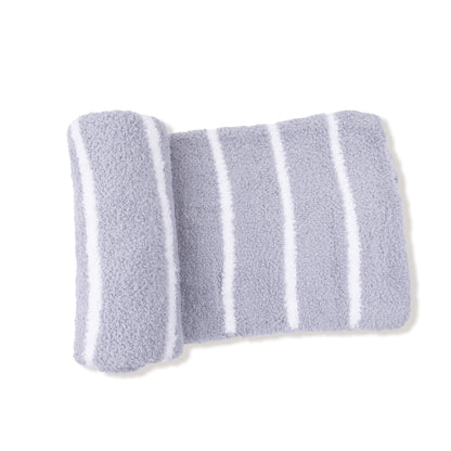 Chenille - Grey & Ivory Stripe Receiving Blanket