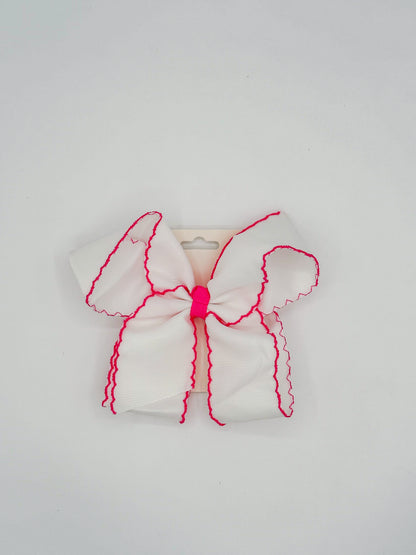White Lace Trim Hair Bows