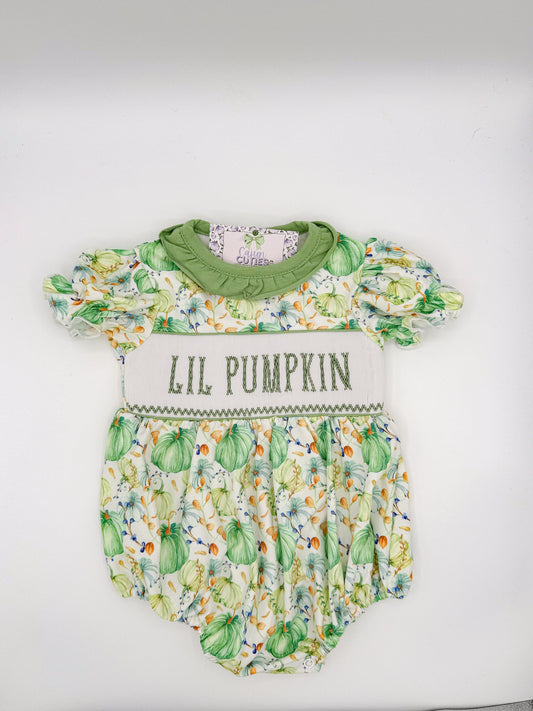 Fall Pumpkin Floral Sage Green Hand Smocked