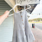 Dusty Blue  Linen Tiered Button down Dress - Cajun Cuties & Co