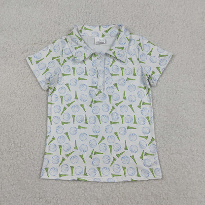 Sibling Baby Boys Golf Flags Button Polo Shirts Top