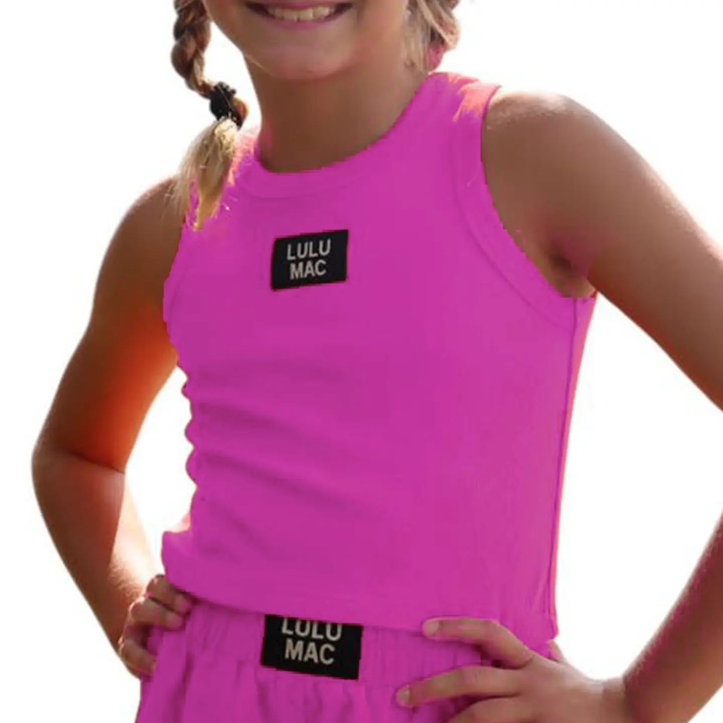 Lulu Mac Youth Fuchsia Pink Ribbed Tank Top