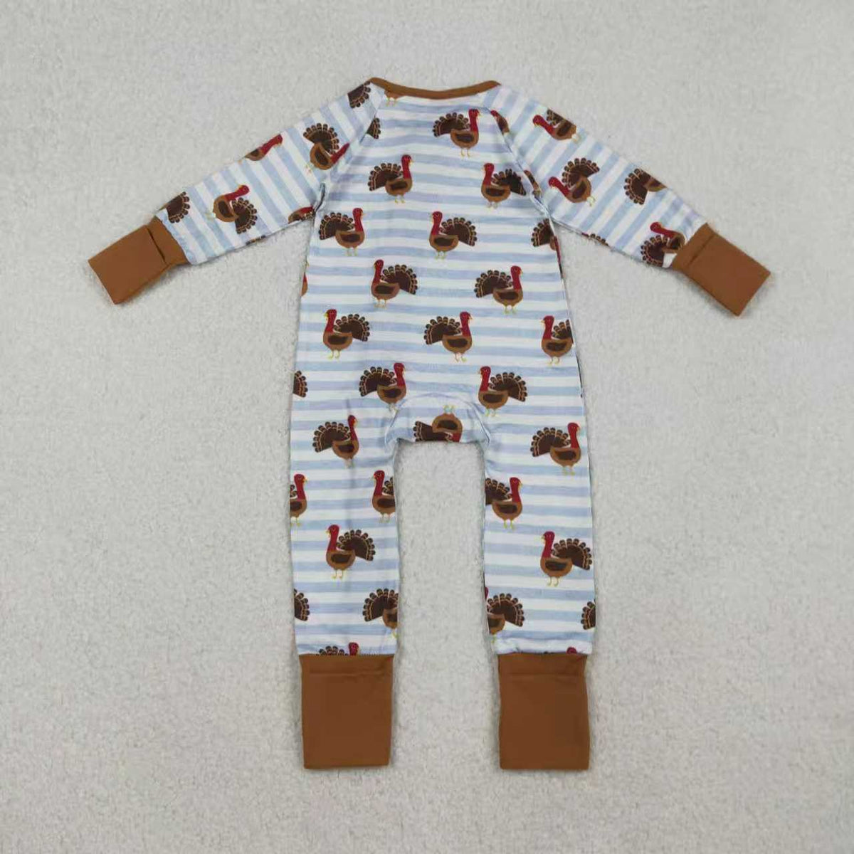 Mama and Me Thanksgiving Turkey Pajamas Pants Bottom Zipper Footie Rompers