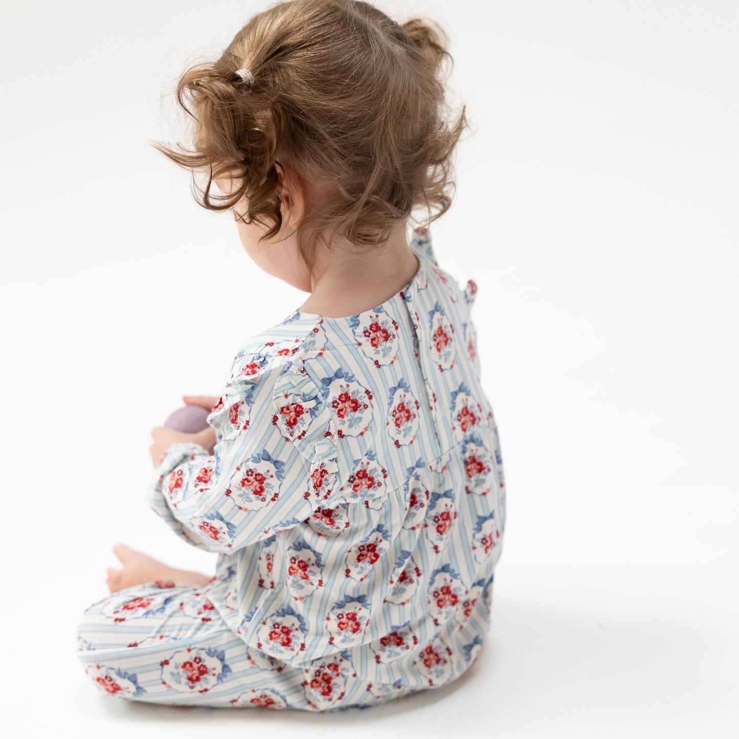 Beverly Cameo Stripe - Ruffle Sleeve Snap Romper