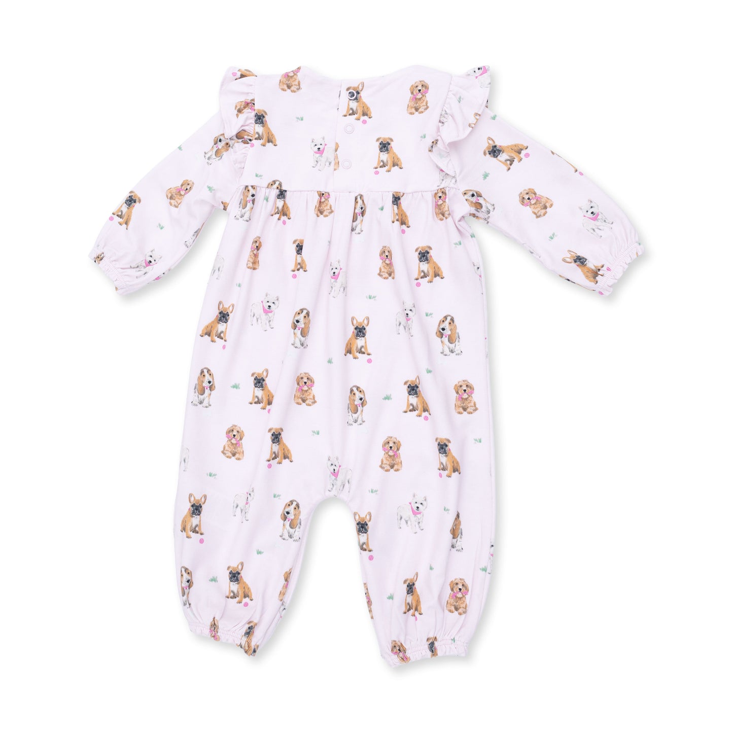 Bestie Dogs Pink - Ruffle Sleeve Snap Romper