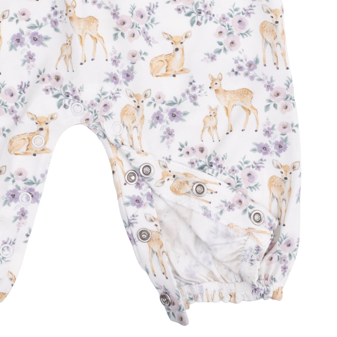 Floral Deer - Ruffle Sleeve Snap Romper
