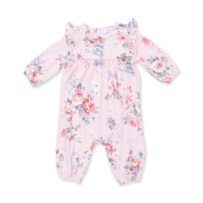 Painterly Rose Bouquets - Ruffle Sleeve Snap Romper