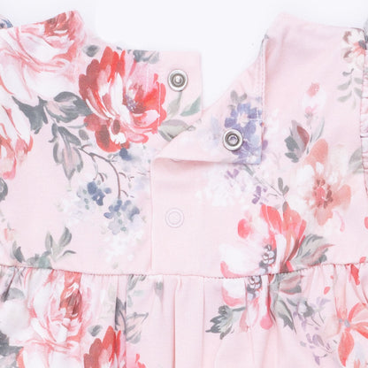 Painterly Rose Bouquets - Ruffle Sleeve Snap Romper