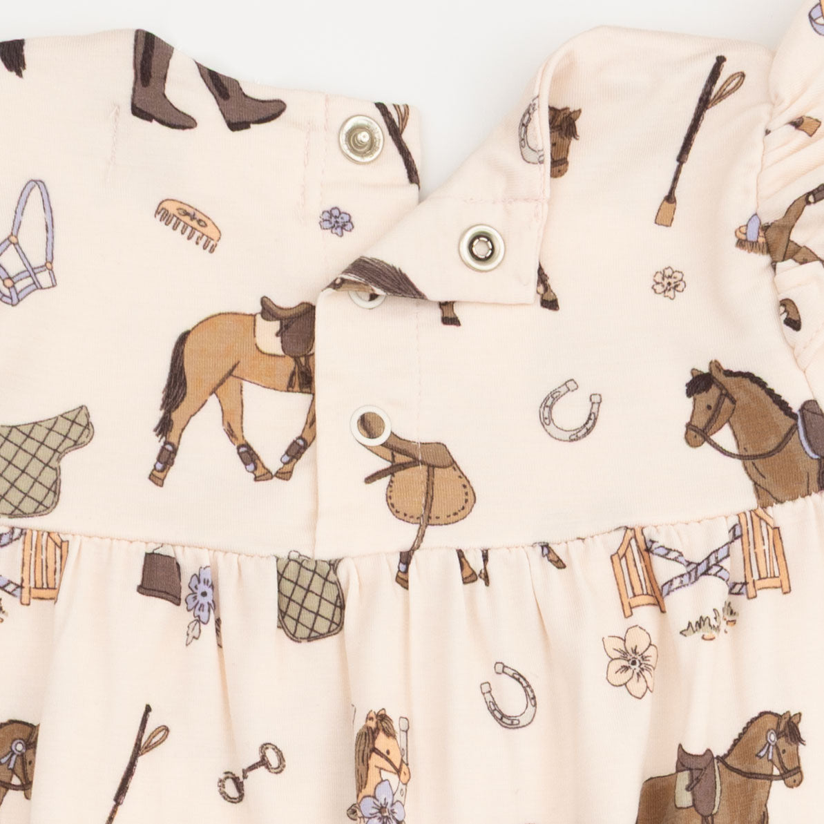 Pretty Equestrian - Ruffle Sleeve Snap Romper