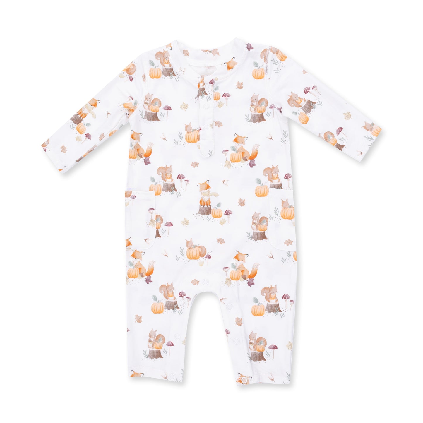 Woodland Animals with Pumpkins - Uni Romper