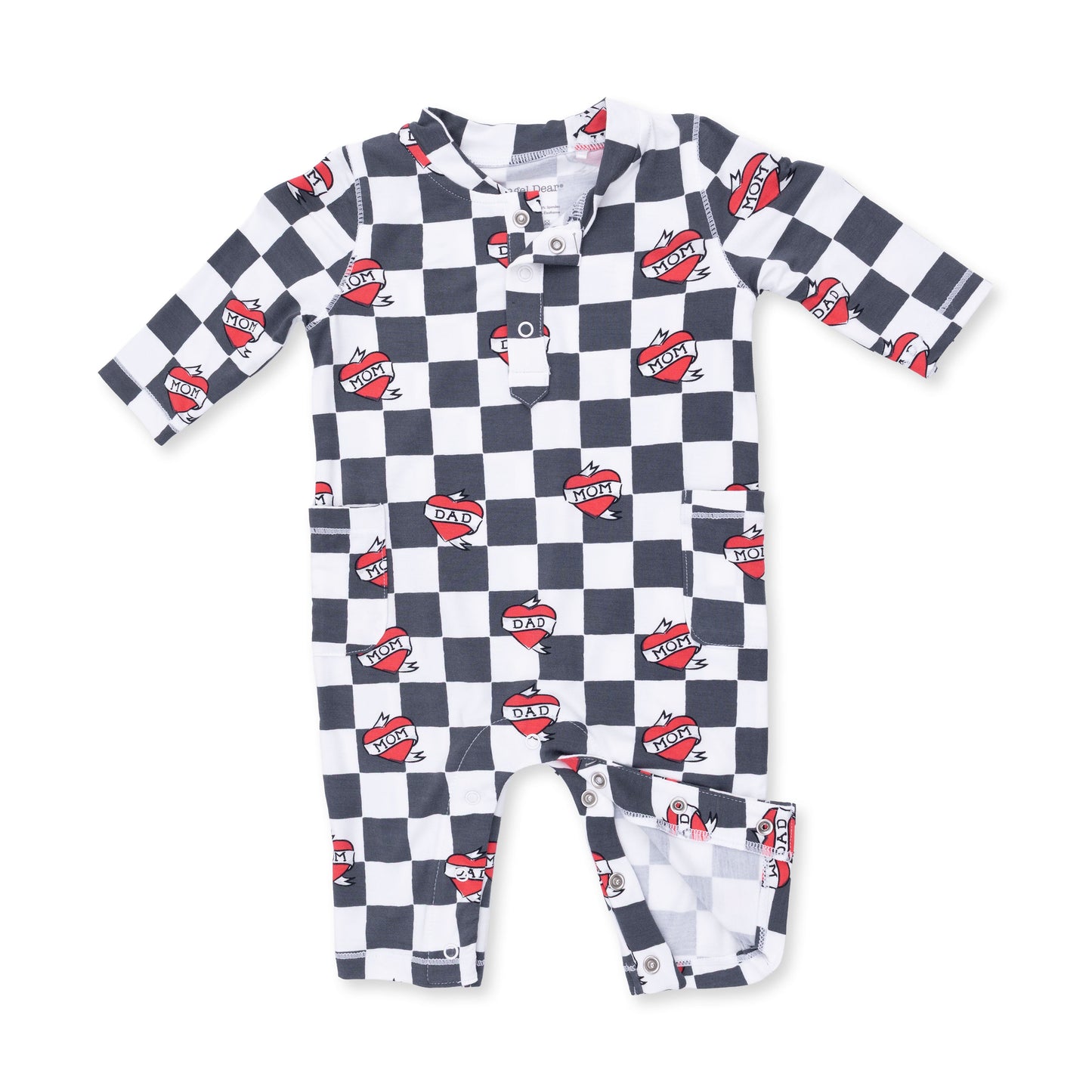 Heart Tattoo Check Black - Uni Romper