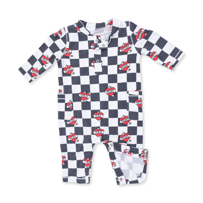 Heart Tattoo Check Black - Uni Romper