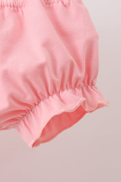 Pink gingerbread embroidery ruffle bloomer set