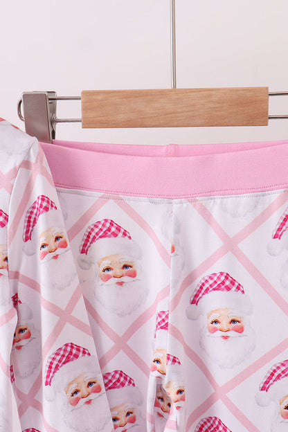 Pink santa claus bamboo pajamas set